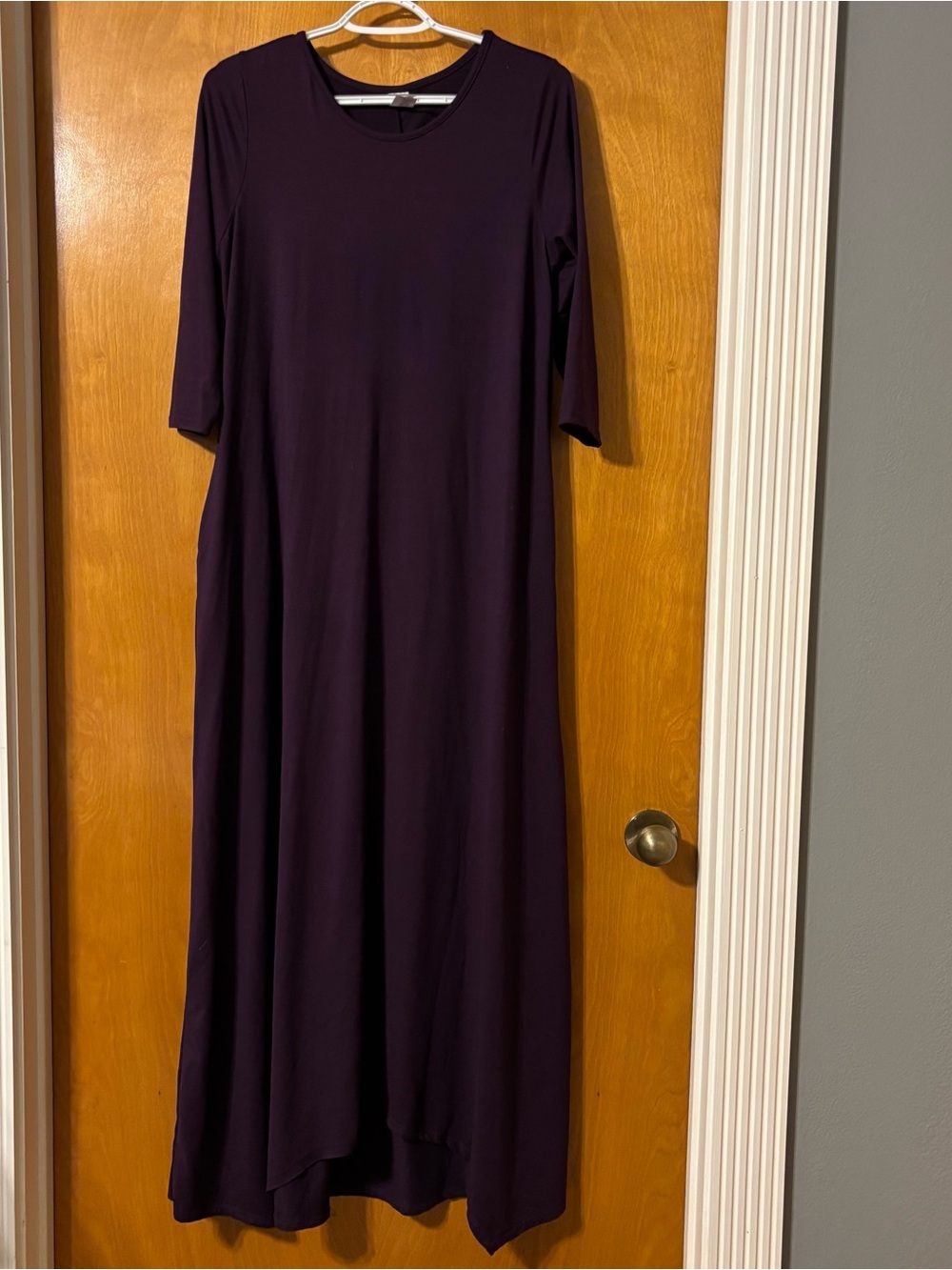 Women's Plum Maxi Dress with 3/4 Sleeves